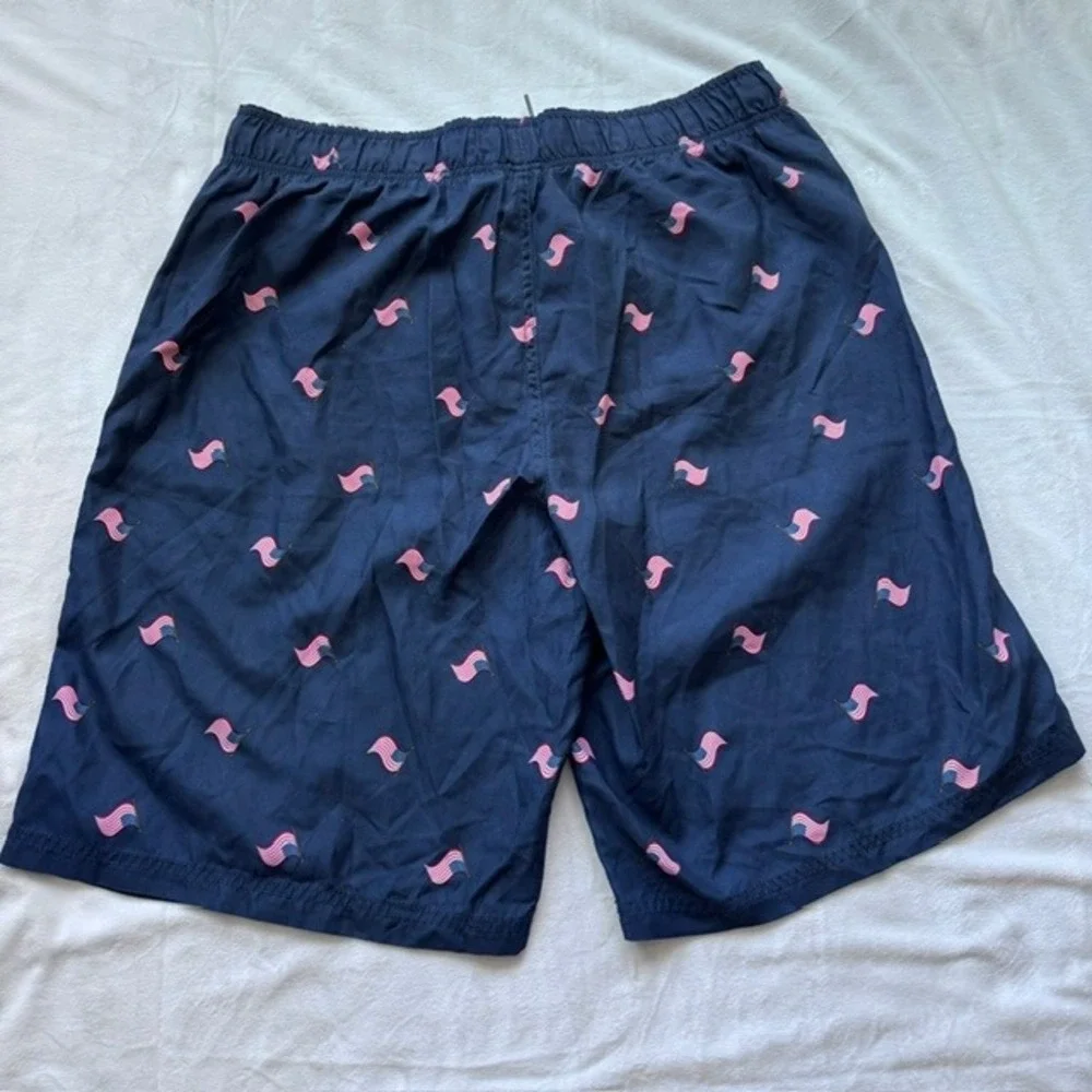 Faded Glory Mens Navy Blue American Flag Embroidered Swim Shorts Trunks Large L
